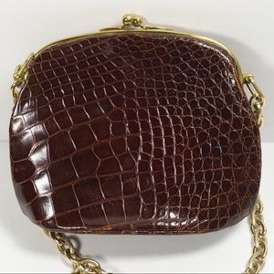 Vintage Alligator Skin Style Clamshell Purse
